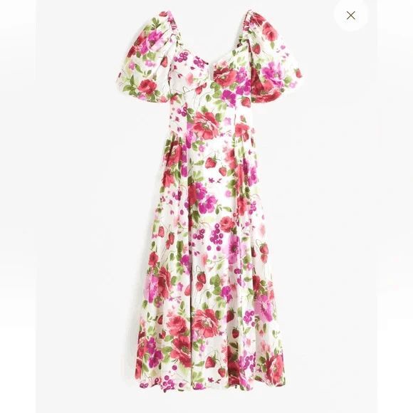 Abercrombie & Fitch Hardware Drama Floral Puff Sleeve Maxi Dress S NWT - Picture 1 of 12